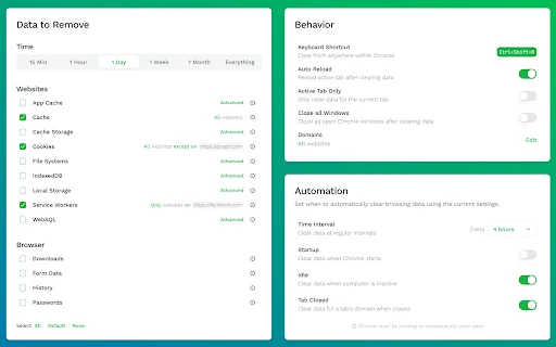Clear Cache ڈاؤن لوڈ کریں – براؤزر ڈیٹا اور کیشے کو ایک کلک میں صاف کریں - Screenshot 2
