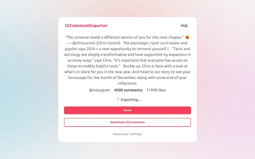 ICommentExporter ڈاؤن لوڈ کریں – Instagram کمنٹس ایکسل میں ایکسپورٹ کریں - Screenshot 2