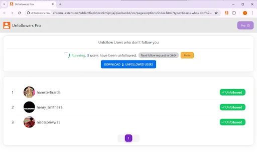 Unfollow Pro ڈاؤن لوڈ کریں – انسٹاگرام پر ان فالو کرنے کا بہترین ٹول - Screenshot 3