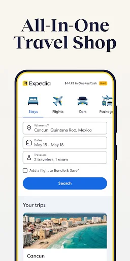 Expedia ڈاؤن لوڈ کریں – سستے ہوٹل، پروازیں اور کاریں بک کریں - Screenshot 1