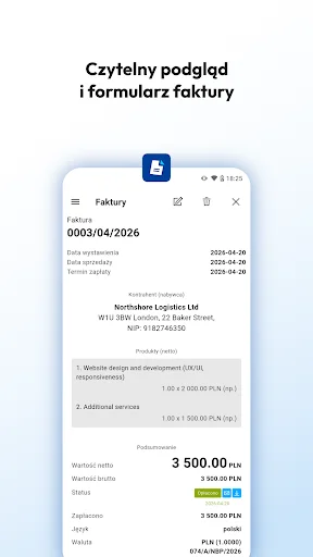 INTAXO Online Invoicing ڈاؤن لوڈ کریں – چھوٹے کاروبار کے لیے بہترین مفت سافٹ ویئر - Screenshot 7